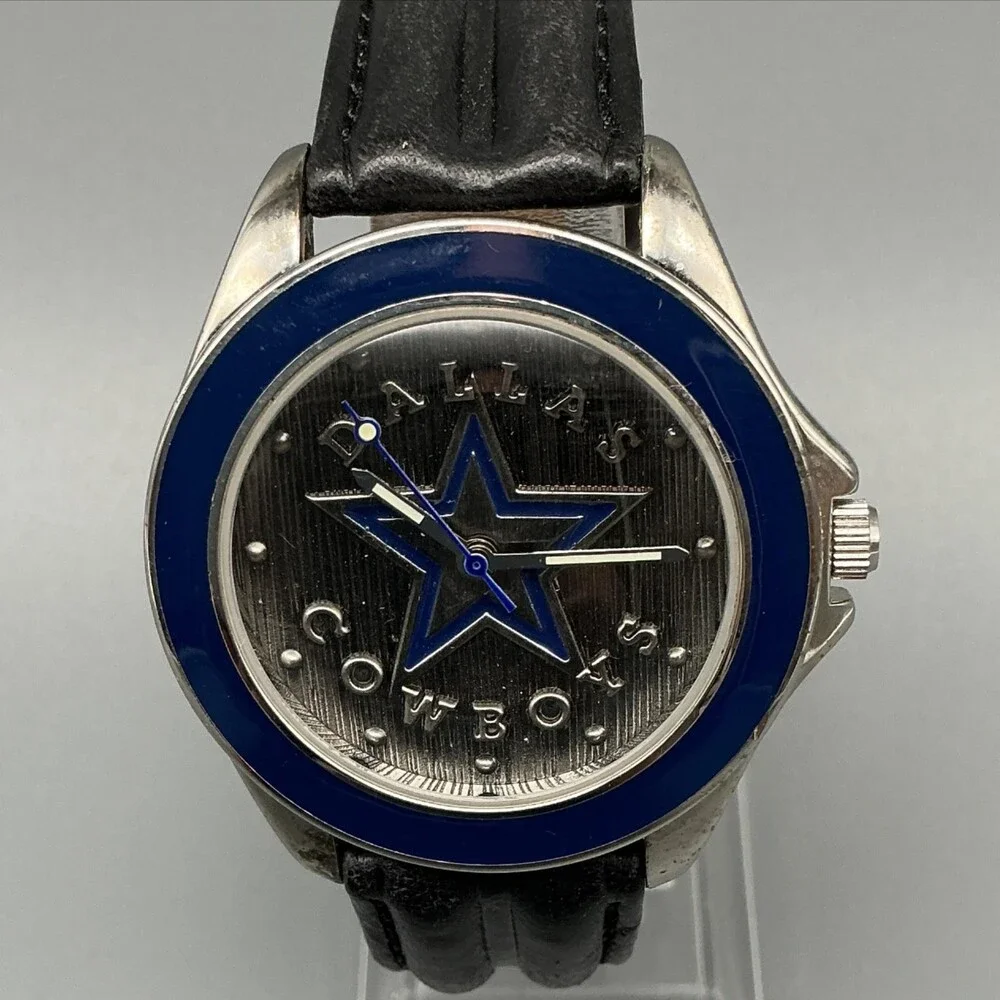 Vintage Fossil Dallas Cowboys Mens Watch 37mm Leather Limited NFL New Battery